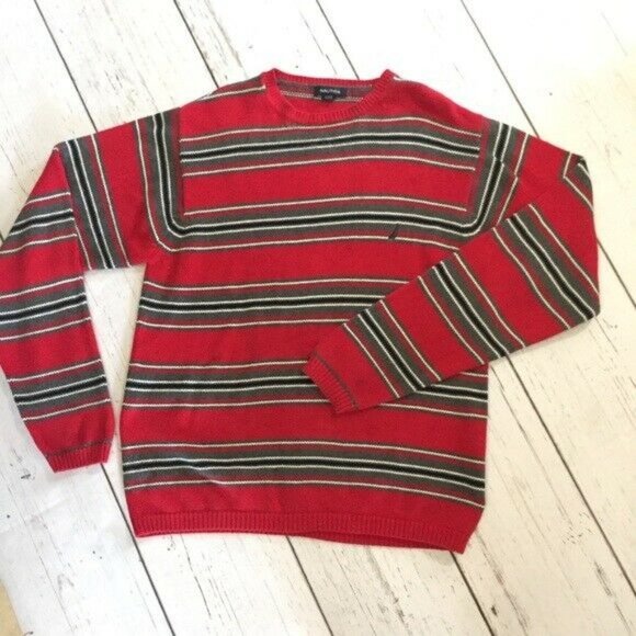 Náutica‎ Men’s Size Medium Sweater Crewneck Red Gra - Picture 1 of 4